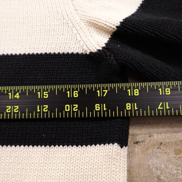Polo Ralph Lauren Unisex Cream & Black Striped Cotton Half-Zip Sweater Size L - Picture 6 of 10